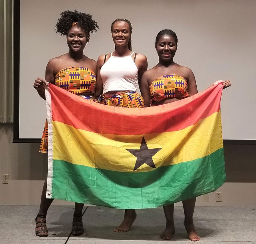 Ewurama Karikari with classmates at the 2018 Afro Caribbean Night